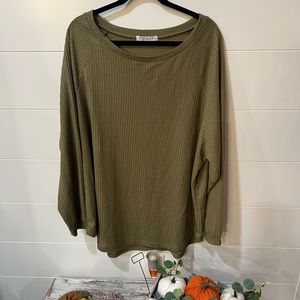 NEW w/o tags CHIC SOUL curved hem slouchy dolman tunic, olive green thermal